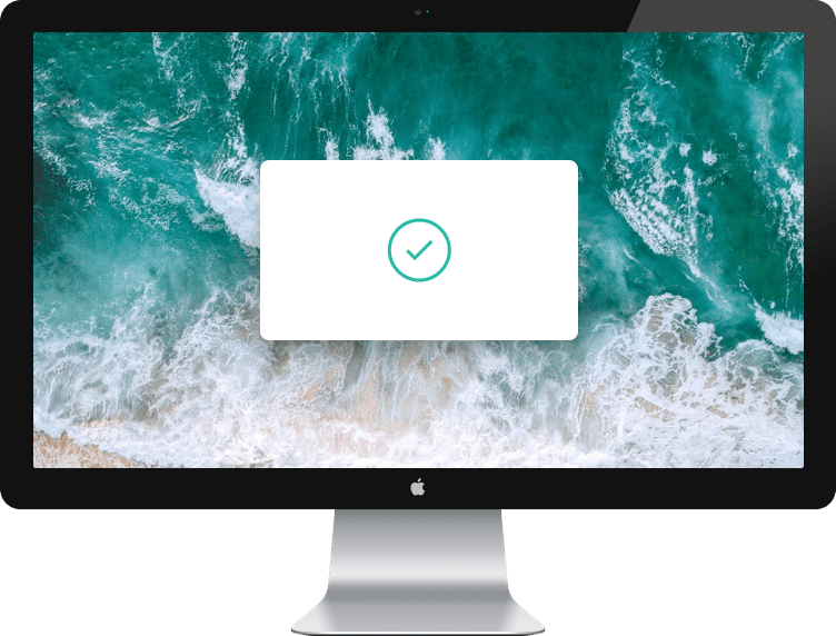 Mac computer with a check mark